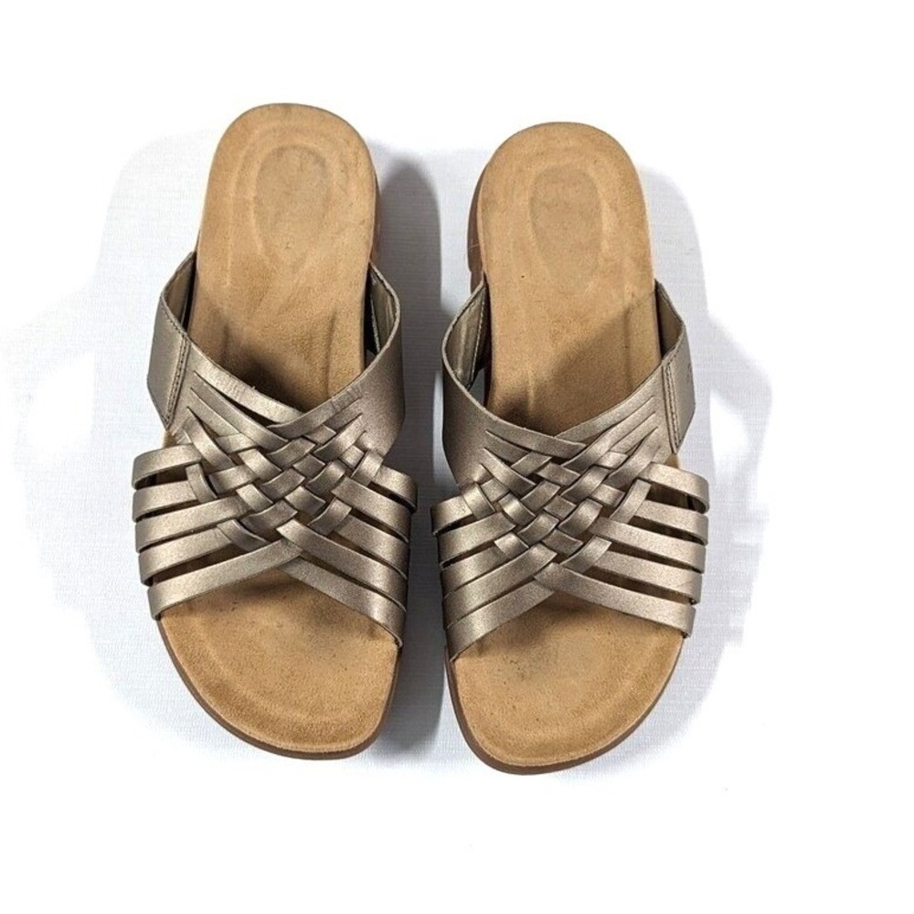 Comfort Walking Gold Leather Huarache Slide Sandals Easy‎ Spirit Meadow 9